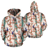 Peacock Tropical Flower Pattern Zip Up Hoodie