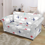 Airplane Cloud Grey Background Loveseat Couch Slipcover
