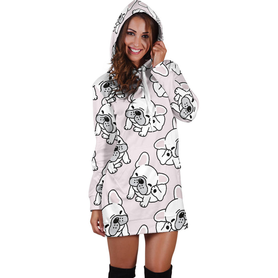 Cute French Bulldog Pattern Women'S Hoodie Dress