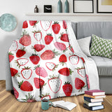 Watercolor Hand Drawn Beautiful Strawberry Pattern Premium Blanket