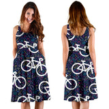 Bicycle Pattern Print Design 03 Sleeveless Midi Dress