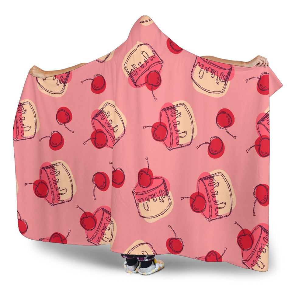 Cake Cherry Pattern Hooded Blanket