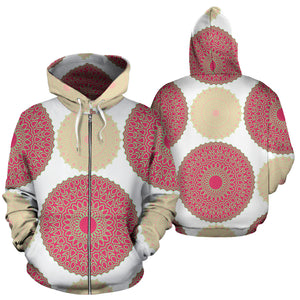 Circle Indian Pattern Zip Up Hoodie