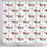 Cute Dachshund Bone Pattern Shower Curtain Fulfilled In US