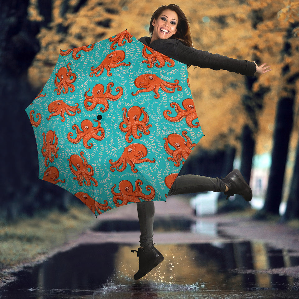 Octopus Turquoise Background Umbrella