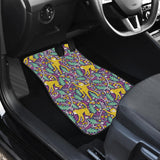 Cute Yellow Monkey Leaves Pattern Front And Back Car Mats