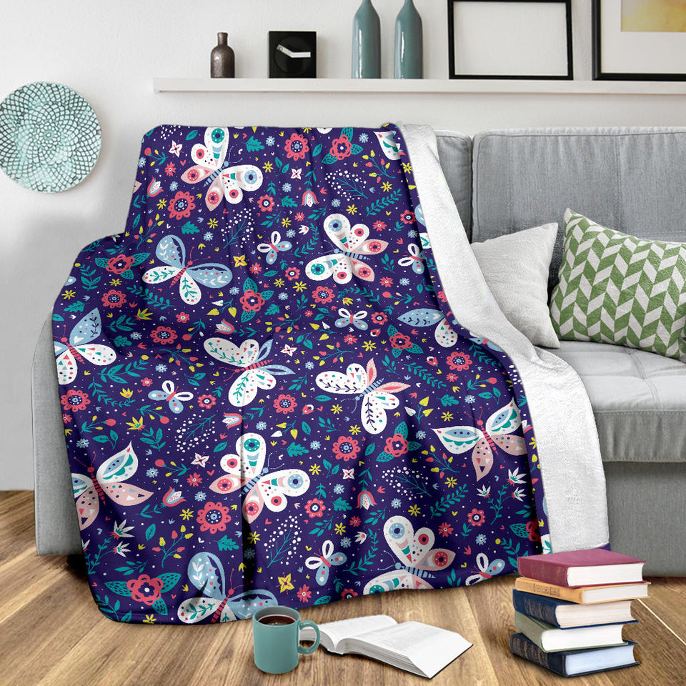 Colorful Butterfly Flower Pattern.Eps Premium Blanket