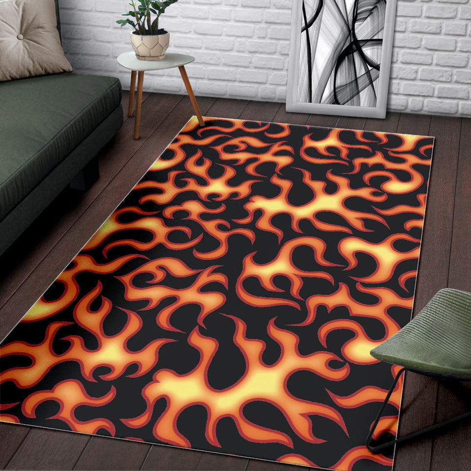 Fire Flame Dark Pattern Area Rug