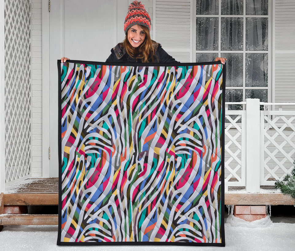 Colorful Zebra Skin Pattern Premium Quilt