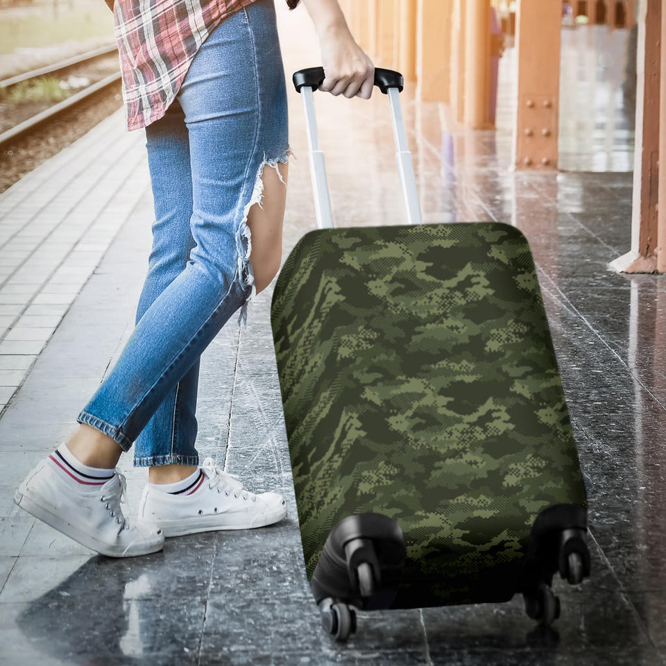 Digital Green Camo Camouflage Pattern Luggage Covers