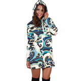 Japanese Wave Pattern Women'S Hoodie Dress