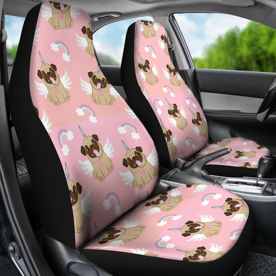 Cute Unicorn Pug Pattern  Universal Fit Car Seat Covers