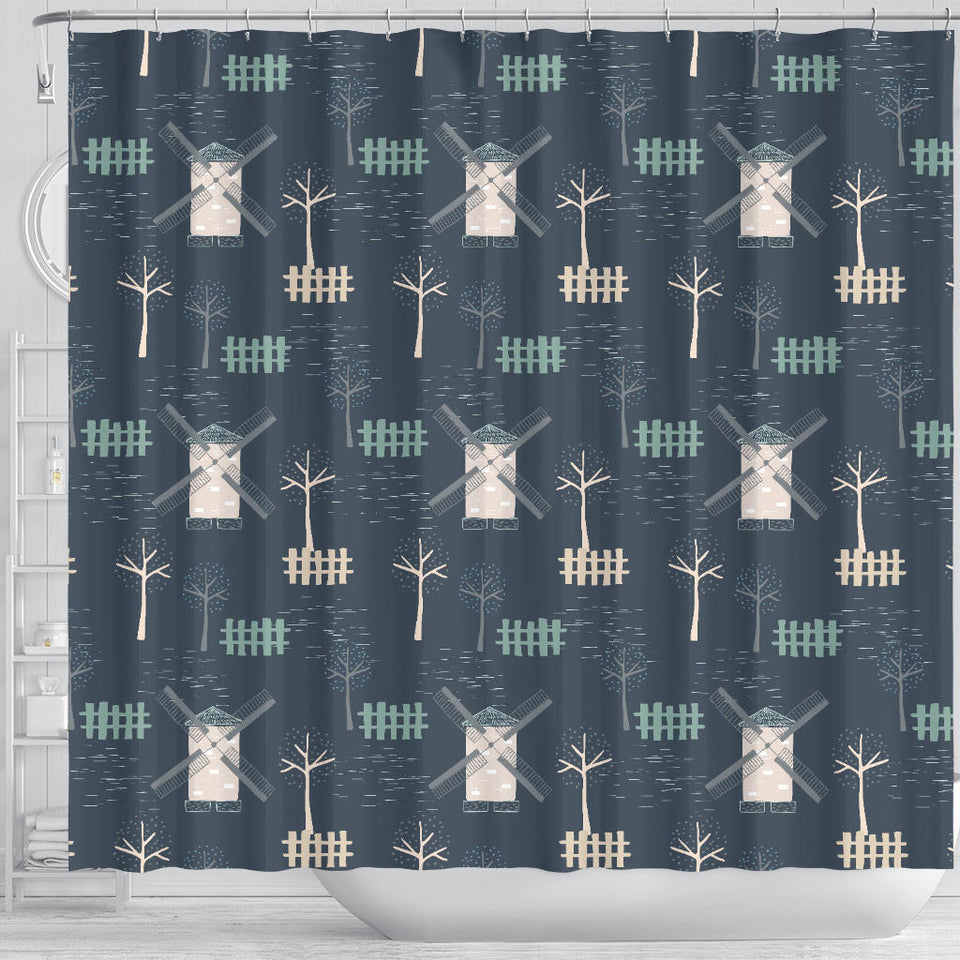 Windmill Tree Pattern Shower Curtain Fulfilled In US