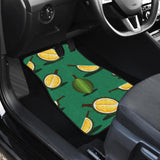 Durian Pattern Green Background Front And Back Car Mats