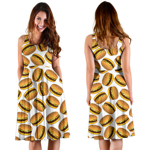 Hamburger Pattern Print Design 03 Sleeveless Midi Dress