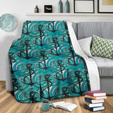 Anchor Nautical Green Background Premium Blanket