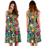 Gear Pattern Print Design 03 Sleeveless Midi Dress