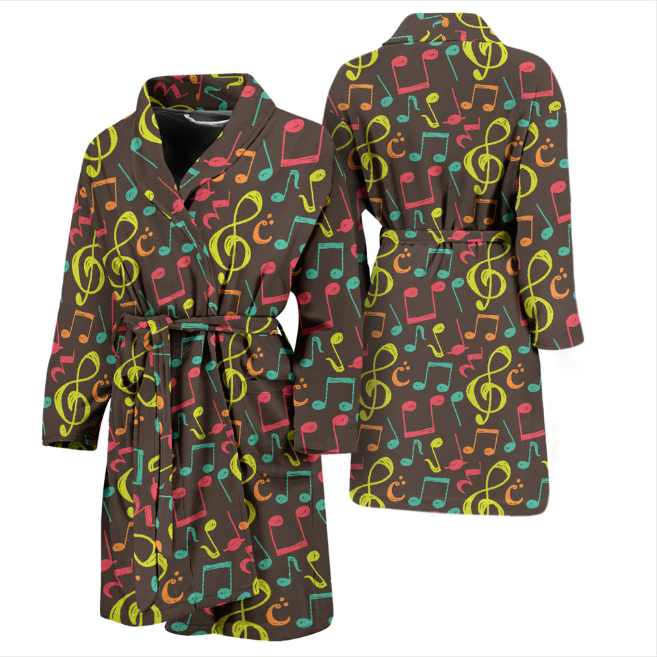 Music Notes Pattern Print Design 05 Men's Bathrobe