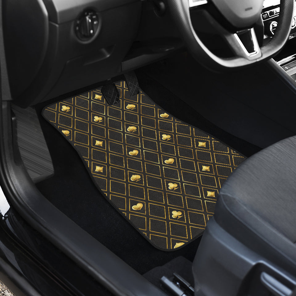 Casino Cards Suits Pattern Print Design 01 Front and Back Car Mats