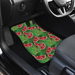 Watermelons Tropical Palm Leaves Pattern Background Front Car Mats