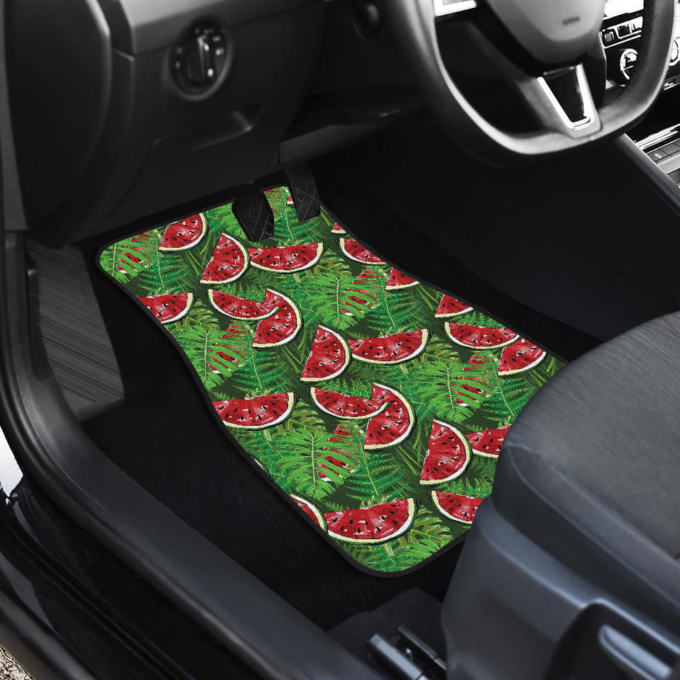 Watermelons Tropical Palm Leaves Pattern Background Front Car Mats