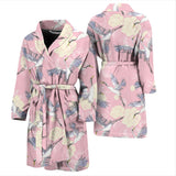 Japanese Crane Rose Pattern Men'S Bathrobe