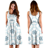 Nautical Steering Wheel Chain Sleeveless Midi Dress