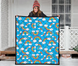 Rainbows Sky Clouds Pattern Premium Quilt