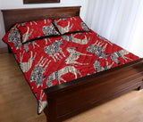 Zebra abstract red background Quilt Bed Set