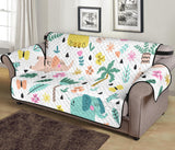 Cute elephants palm tree flower butterfly pattern Sofa Cover Protector
