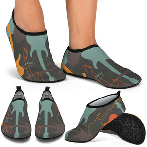 Electric Guitars Pattern Aqua Shoes