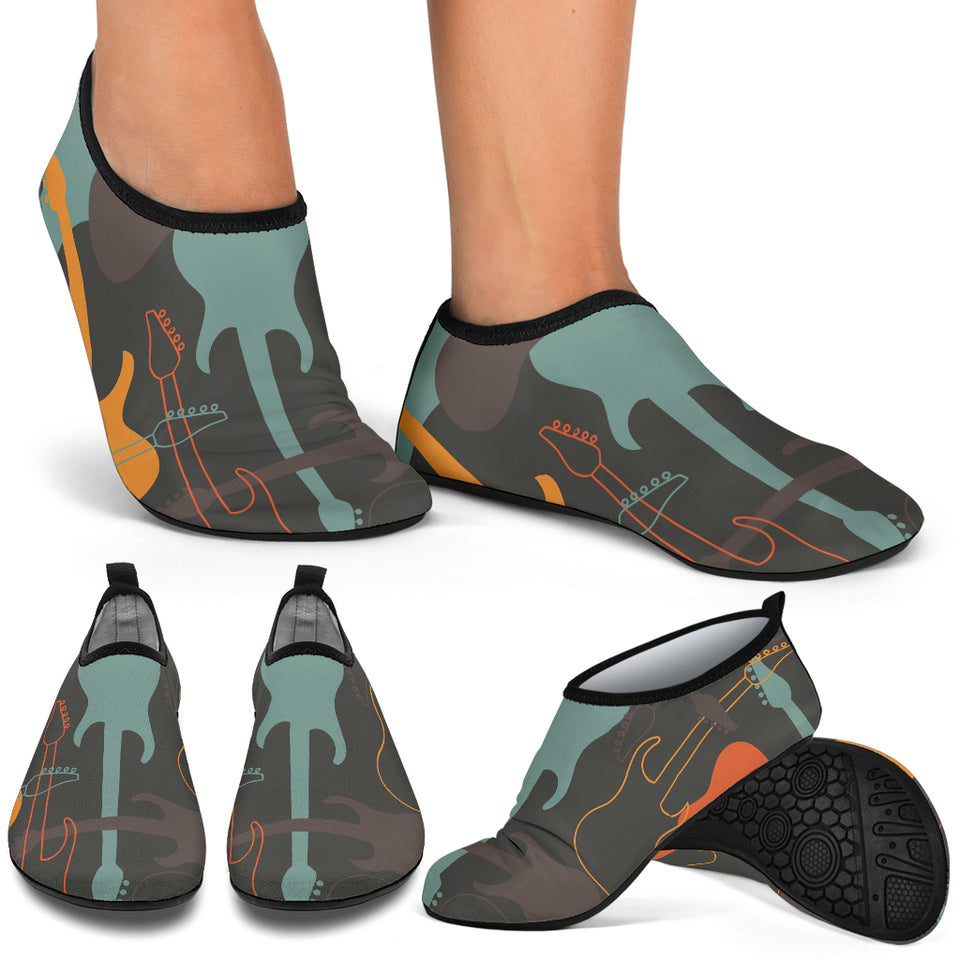 Electric Guitars Pattern Aqua Shoes