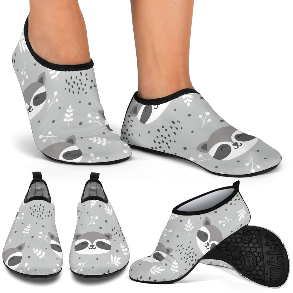 Cute Raccoons Leaves Dot Aqua Shoes