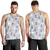 Snowman christmas  tree snow gray background Men Tank Top