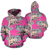 Chameleon Lizard Pattern Pink Background Men Women Pullover Hoodie