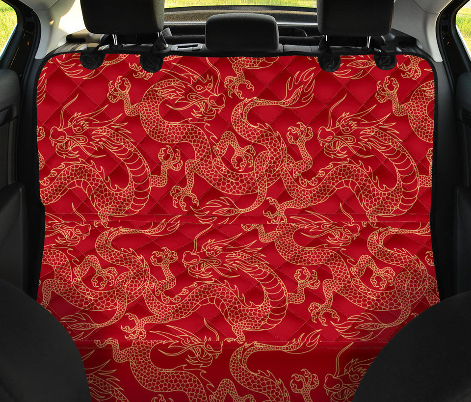 Gold Dragons Red Background Dog Car Seat Covers