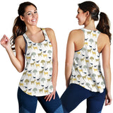 Silhouettes of goat and tree pattern Women Racerback Tank Top