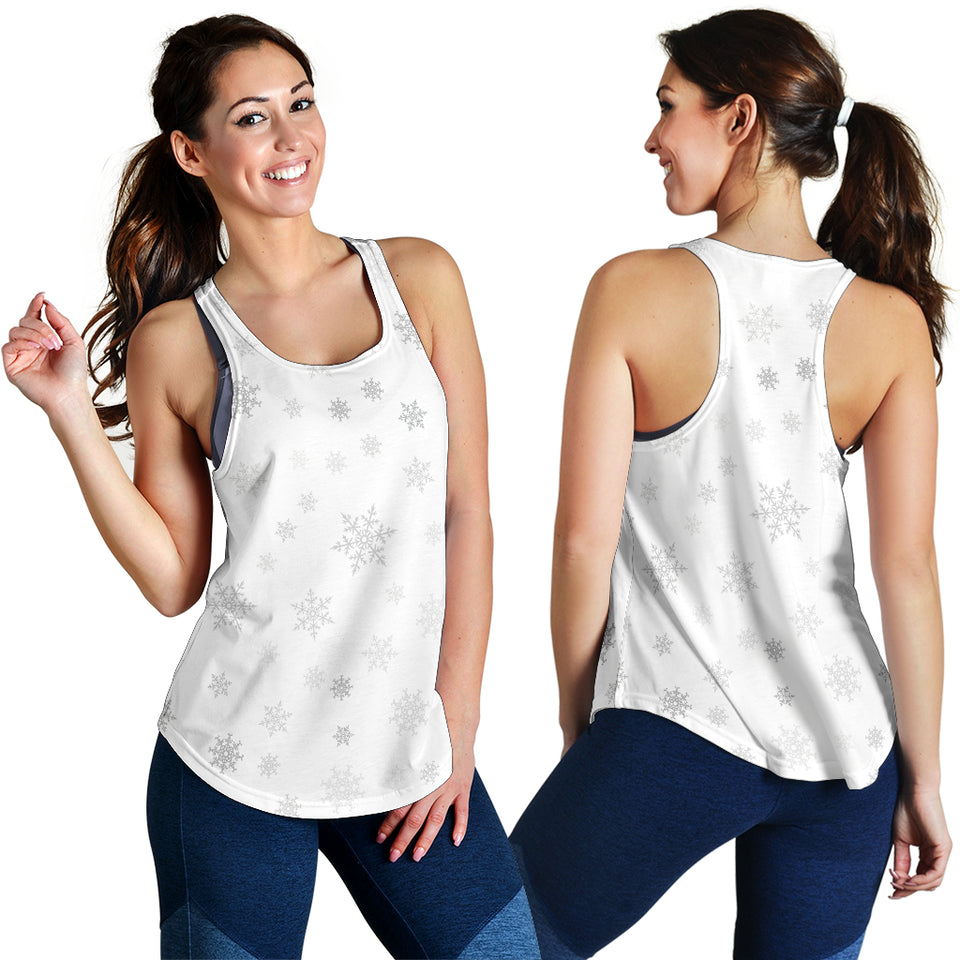 Snowflake pattern white background Women Racerback Tank Top