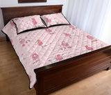 Poodle dog pink color theme Quilt Bed Set