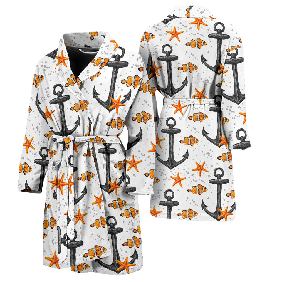 Clown Fish Pattern Print Design 02 Men's Bathrobe