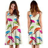 Colorful Chameleon Lizard Pattern Sleeveless Midi Dress