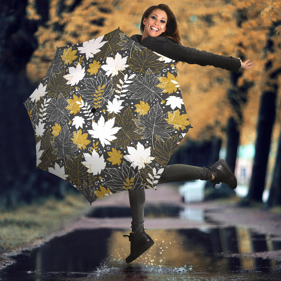 Beautiful Gold Autumn Maple Leaf Pattern Umbrella
