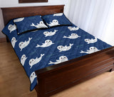 Cute white baby sea lion seal pattern Quilt Bed Set