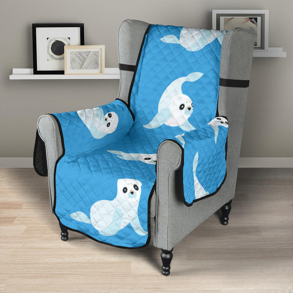 Cute sea lion seal pattern background Chair Cover Protector