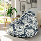 Sugar Skull Black White Pattern Bean Bag Cover