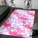 Pink Flamingo Flower Pattern Area Rug