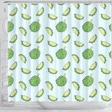 Durian Pattern Blue Background Shower Curtain Fulfilled In US