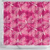 Beautiful Dragonfly Pink Background Shower Curtain Fulfilled In US