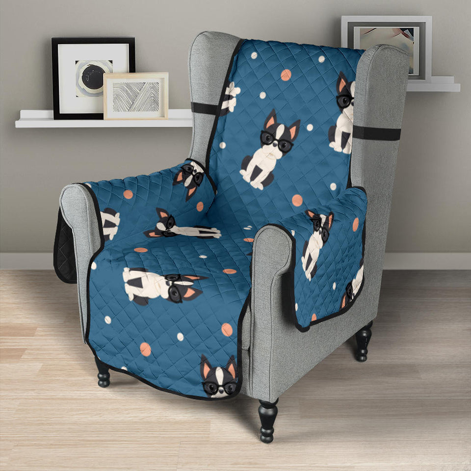 Cute boston terrier dog spattern Chair Cover Protector