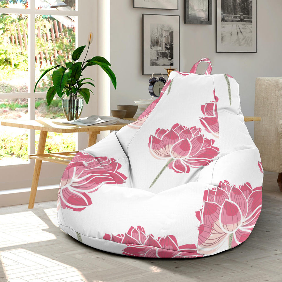Pink Lotus Waterlily Pattern Bean Bag Cover
